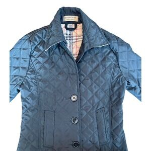 Burberry London Kids Quilted Jacket Black Nova Check Lining Size Medium